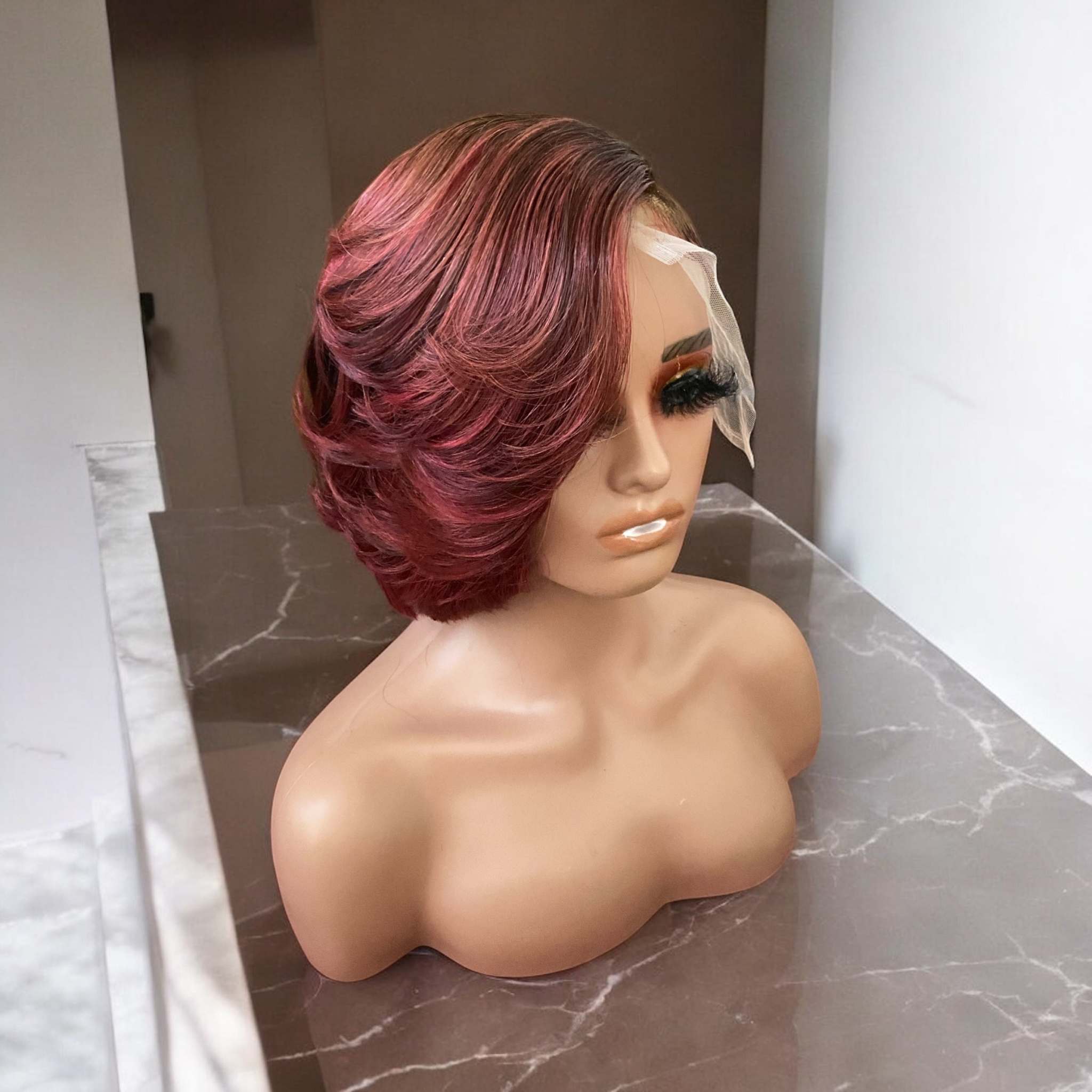 Cherry Frost Quick Weave Bob Wig