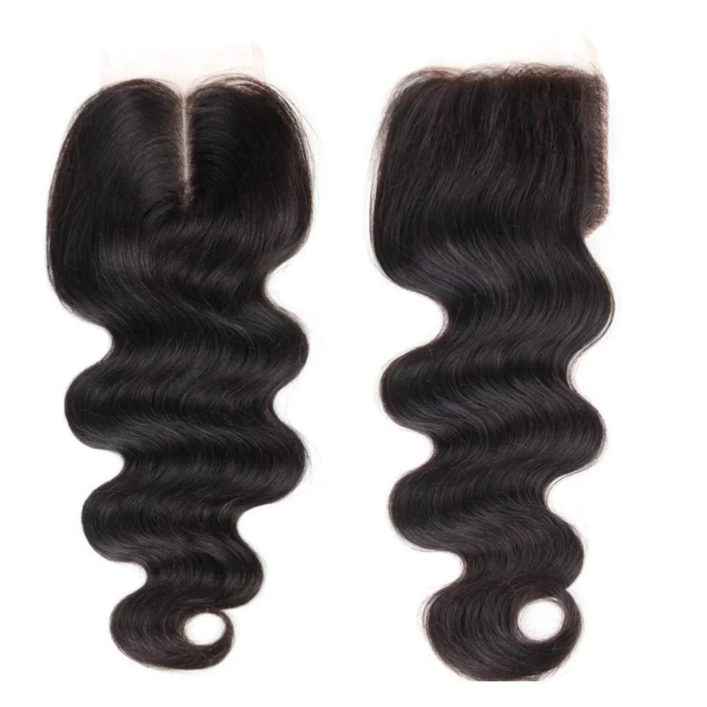 14" 4x4 body wave transparent lace closure